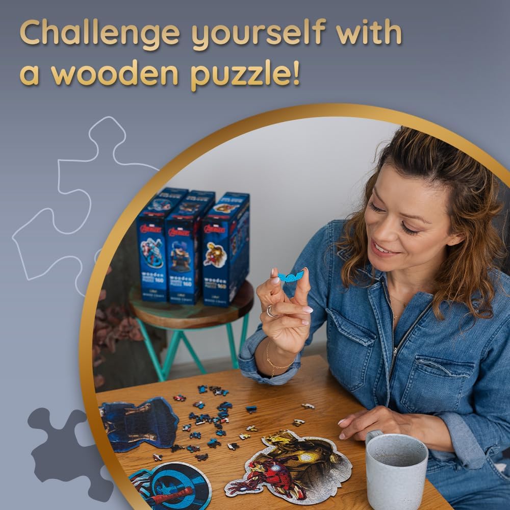 Trefl Wood Puzzle Marvel Brave Iron Man Irregular Shapes, 160 Piece