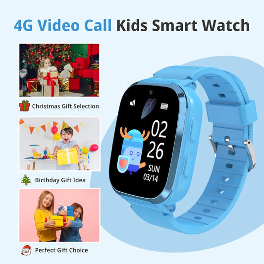 4G Kids Smart Watch Boys with GPS Tracker & Video Calling Texting Kids Cell Phone Watch