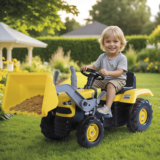 Yellow Pedal Tractor with Excavator