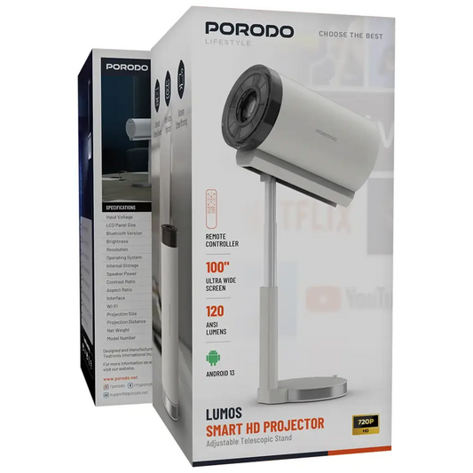 Porodo Lifestyle Lumos Smart HD Projector