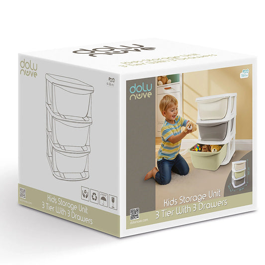 3 Tiers Kids storage with 3 drawers
