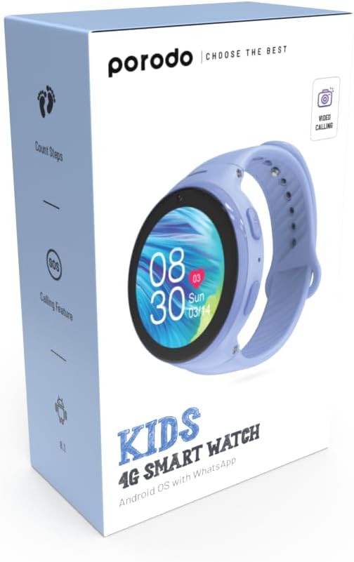 Porodo 4G Kids GPS Smart Watch with JuniCare app - Blue