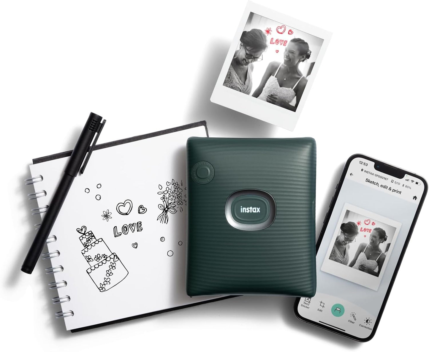Instax Square Link Smartphone Photo Printer, Midnight Green
