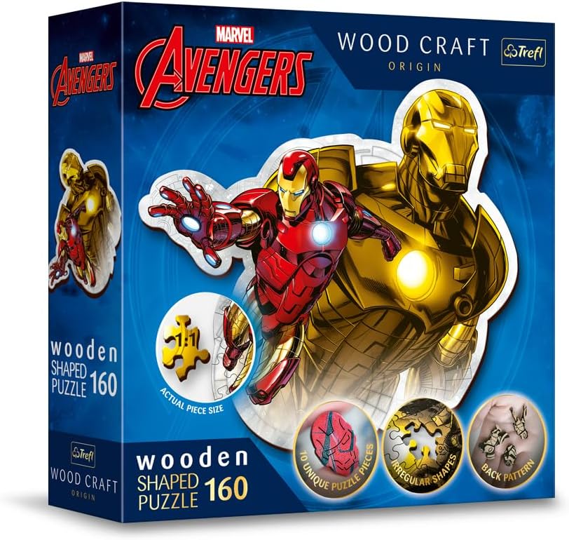 Trefl Wood Puzzle Marvel Brave Iron Man Irregular Shapes, 160 Piece
