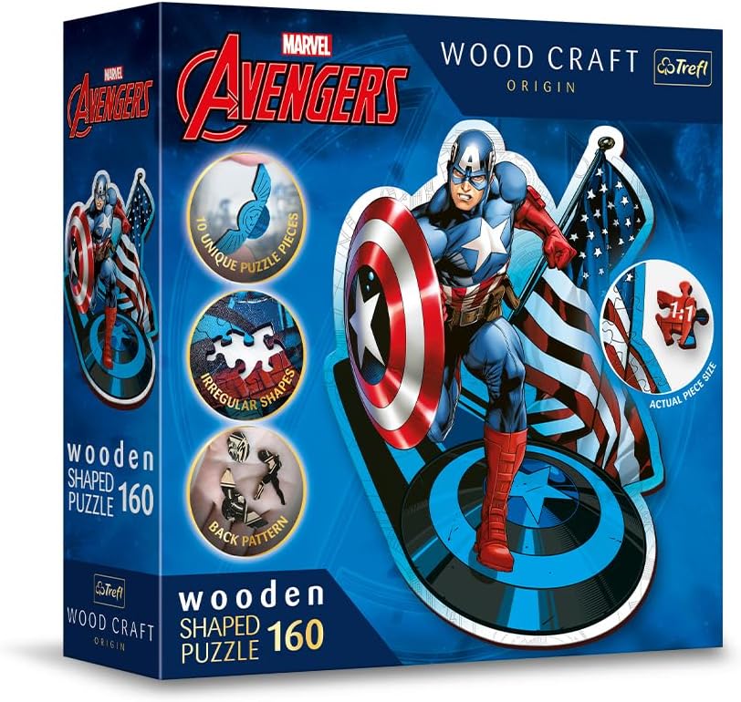 Trefl Wood Puzzle Marvel Fearless Captain America 160 Piece