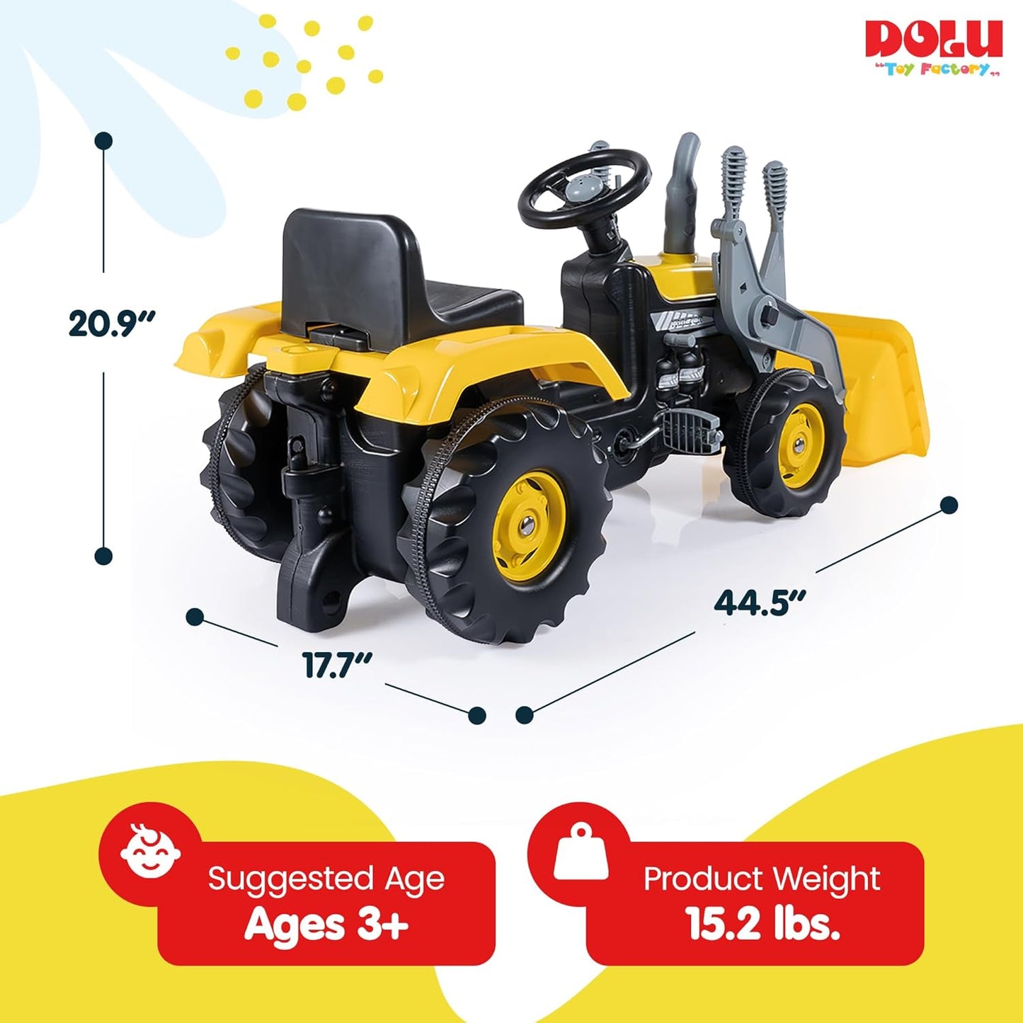Yellow Pedal Tractor with Excavator