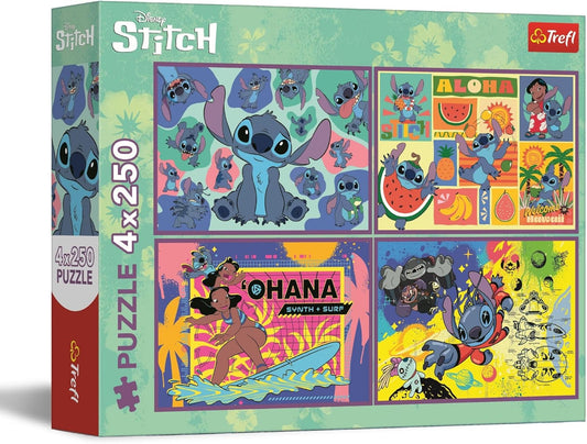 Trefl Puzzles: 4-in-1 : Lilo & Stitch, Extraordinary Stitch - 4 x 250 Pieces