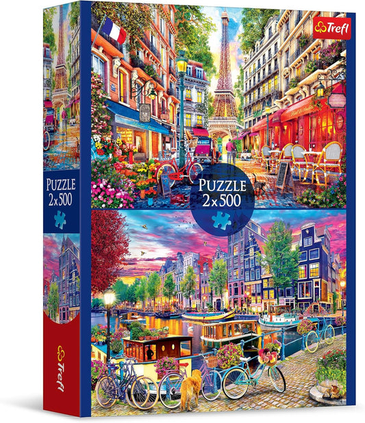 Trefl 2-in-1 Puzzle: The European Capitals - 2 x 500 Piece