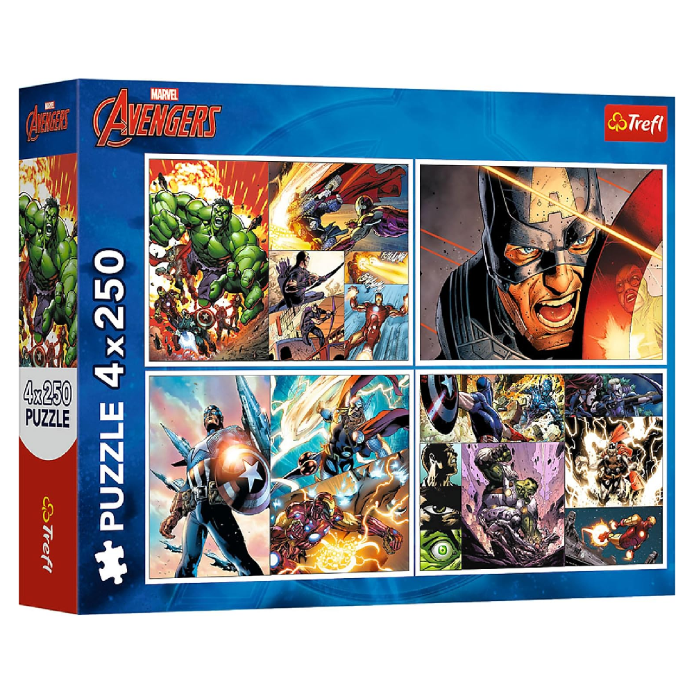 Trefl Puzzle: 4-in-1 Marvel The Avengers: Heroic Days - 250 Pcs