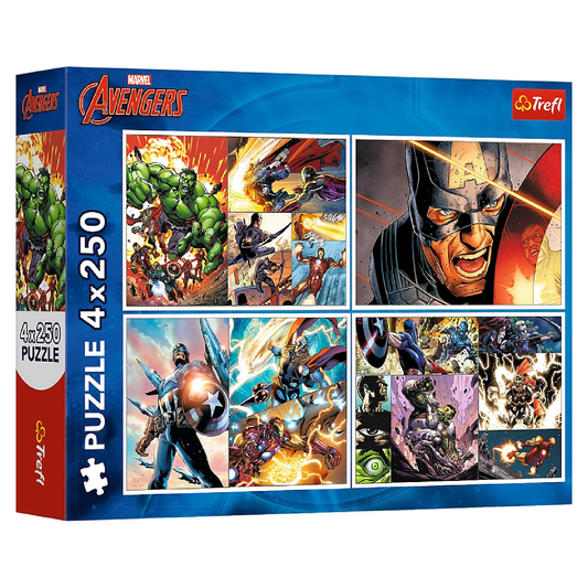 Trefl Puzzle: 4-in-1 Marvel The Avengers: Heroic Days - 250 Pcs
